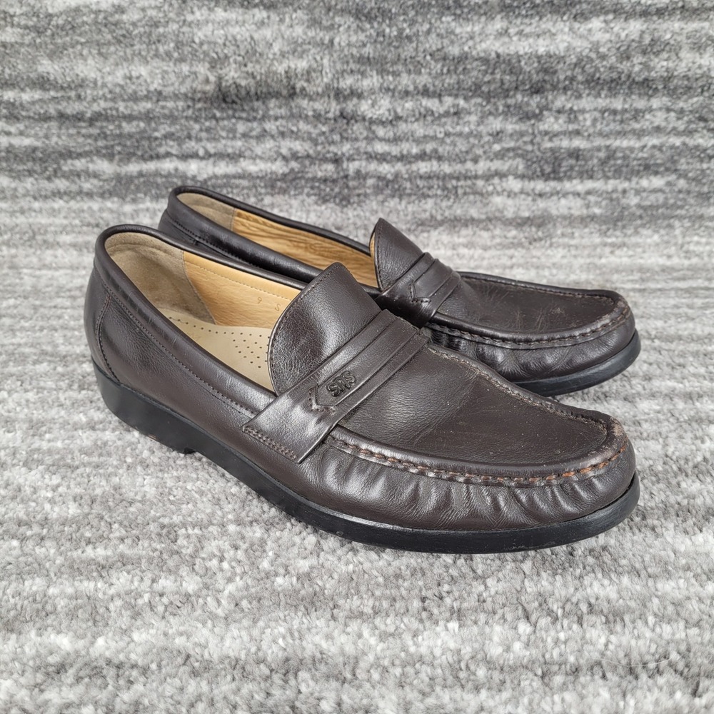 SAS Shoes Hand Sewn‎ Mens Brown Leather Penny Loafer Comfort Slip On Size 9